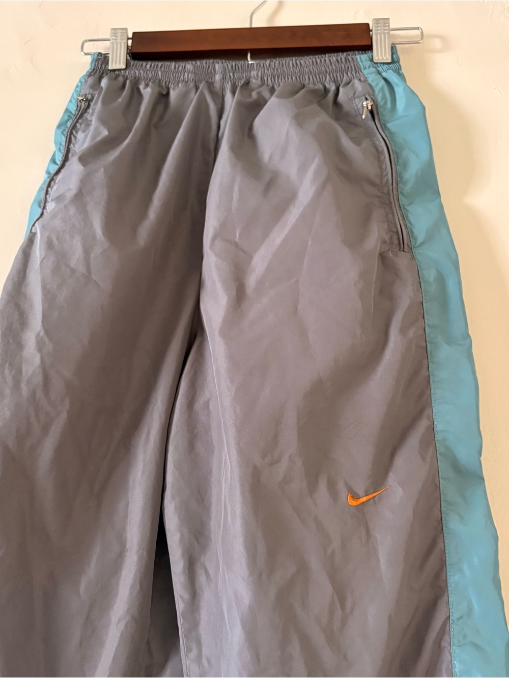 Vintage Nike Track Pants Grey Blue Nike-FIT Windbreaker Joggers Size M - Picture 3 of 6